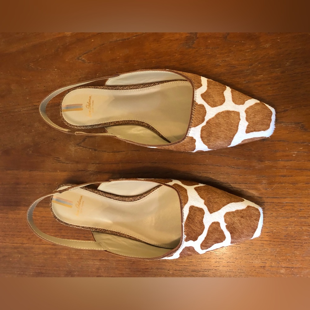 Sam Edelman Brown and White Giraffe-Print Slingback Flats